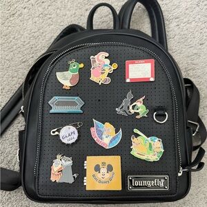 Black Loungefly Mini Backpack (Pins Included)
